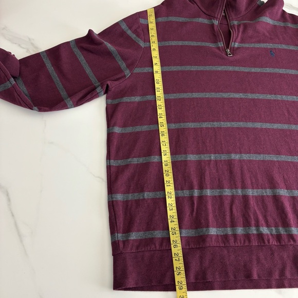Polo Ralph Lauren Estate-Rib Quarter-Zip Pullover Burgundy gray striped XXL - Picture 12 of 13
